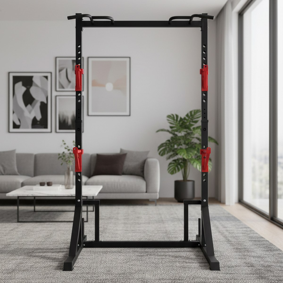 Home Gym Gym Equipment - Rack de Força Ajustável com Barra