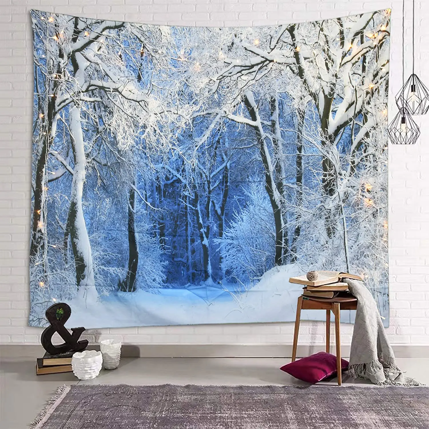 Home Gym Decor - Tapeçaria de Natal Natureza White Forest