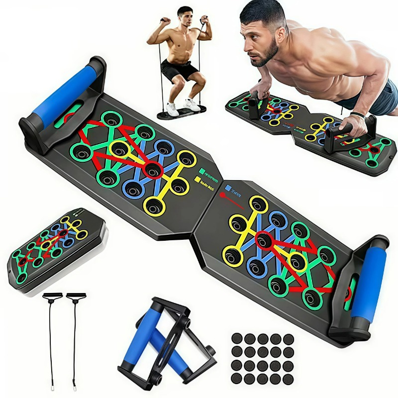 Home Gym Gear - Plataforma Dobrável para Flexões com Faixas
