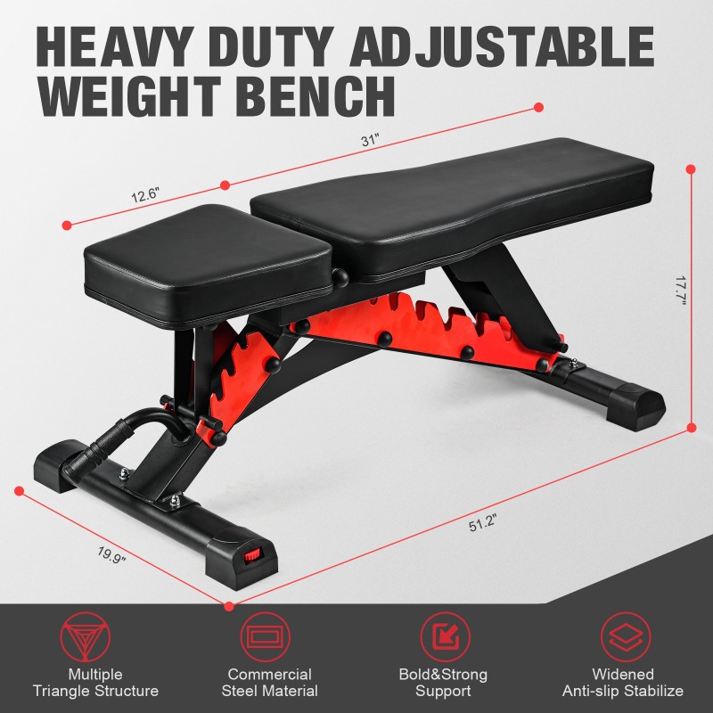 Home Gym Bench - Banco de Halteres Comercial, Banco Ajustável