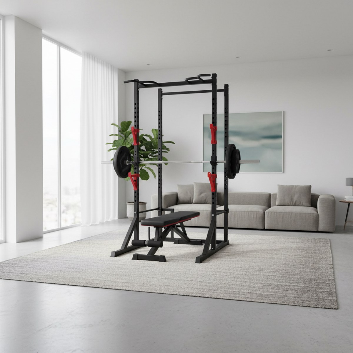 Rack de Força Ajustável com Ba - Home Gym Gym Equipment avaliação e preço