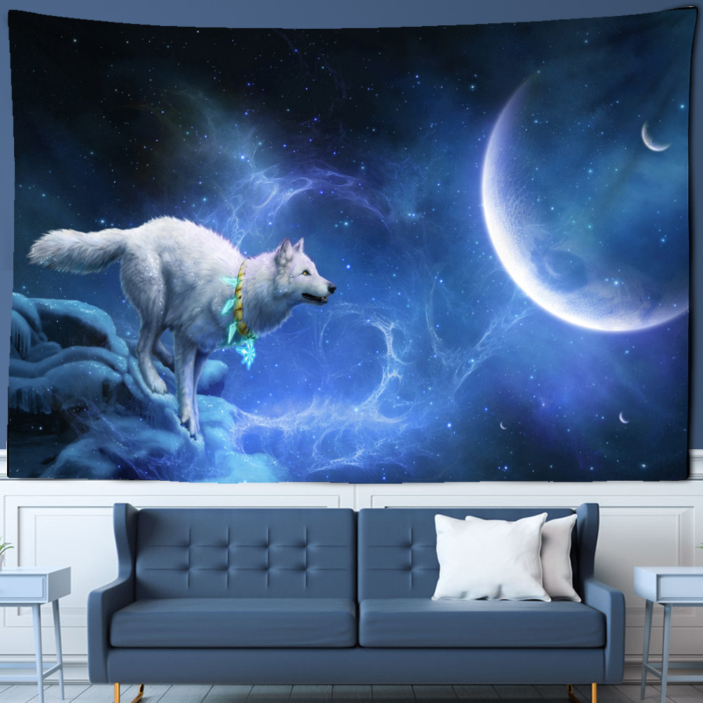 Fantasia lobo tapeçaria parede - Home Gym Decor avaliação e preço